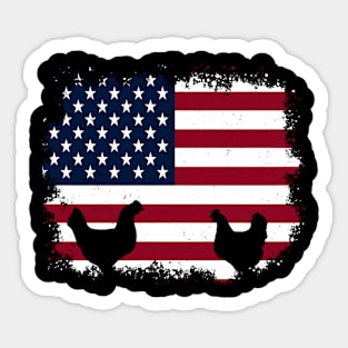 Patriotic Farmer 4Th Of July Chickens American Flag Sticker